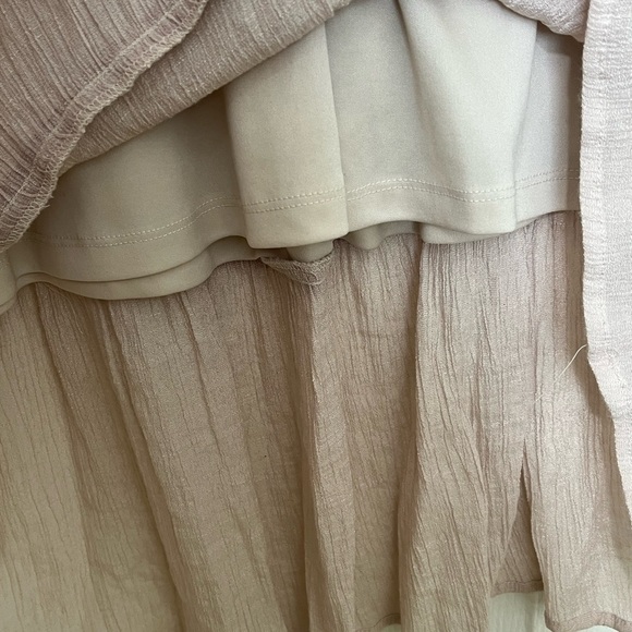 FIG AND FLOWER Embroidered Knee Length 3/4 Sleeve Tan Dress | size Medium - Picture 7 of 10